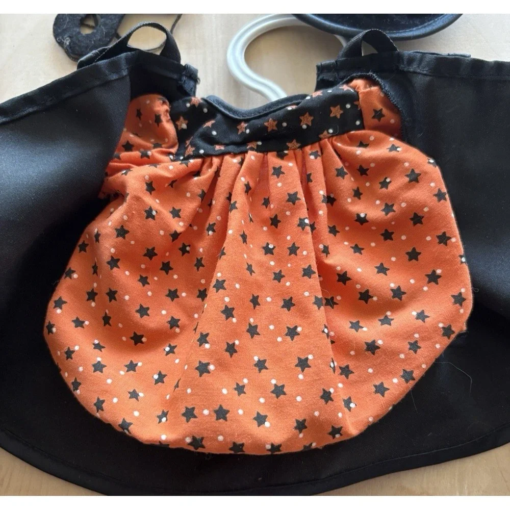 Vtg Muffy Vanderbear Halloween Witch Costume Orange Dress Cape Hat JOL Mask